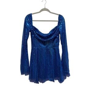 Lucy in the Sky Royal Blue Sequin Long Sleeve Dress Size Small HOCO Prom Party